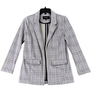 Liverpool Los Angeles Blazer Womens XS Plaid Open Front Stretch Knit Office